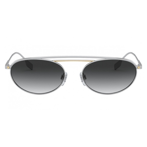 BURBERRY BE 3116 WREN SILVER/GOLD/SMOKE GRADIENT OVAL SUNGLASSES - Picture 4 of 5